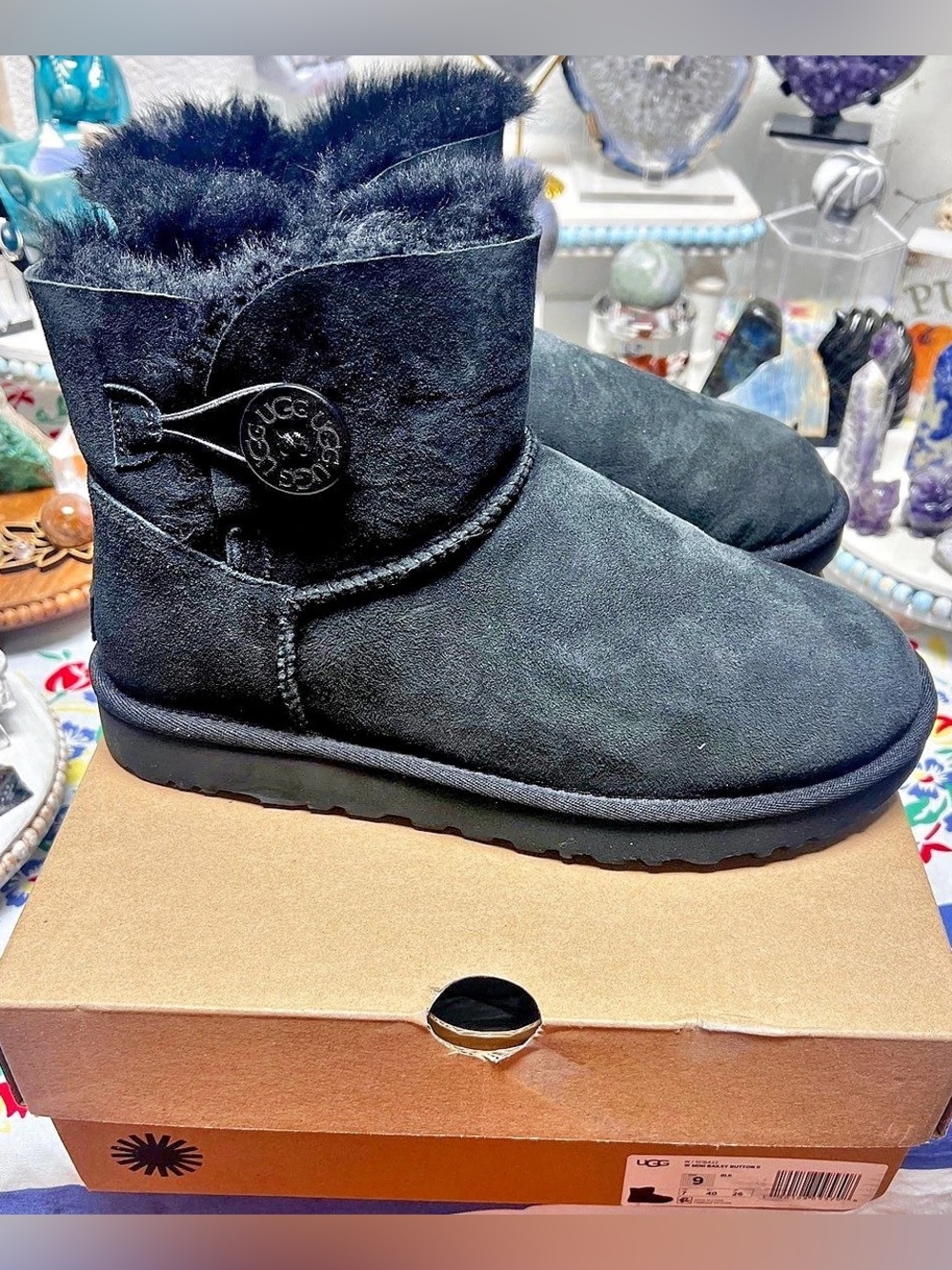 UGG Mini Bailey Button II Black Mini Boots US 9